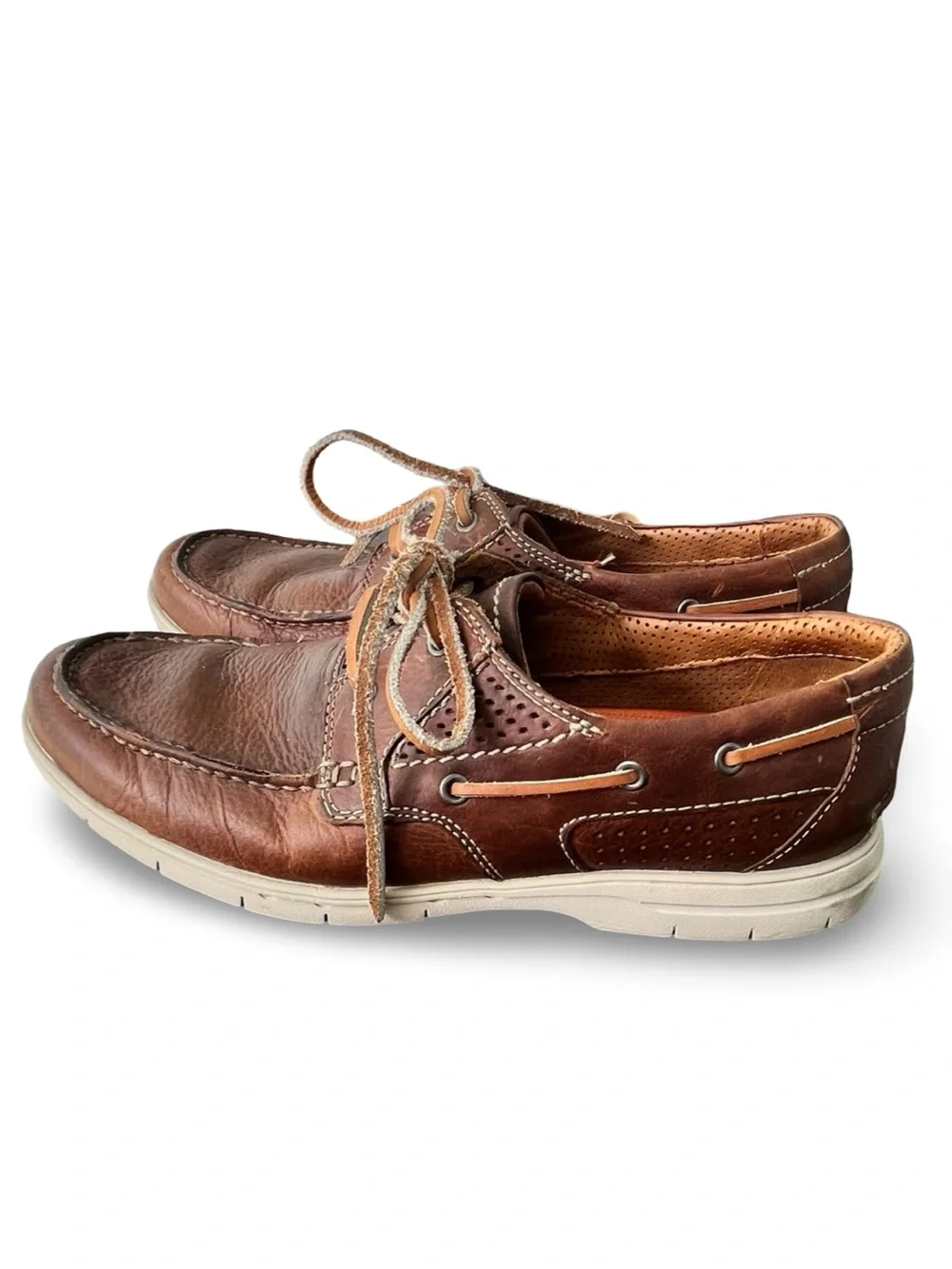 Clarks Jarwin Edge Boat Shoes Brown Leather Men’s Sz 8.5
